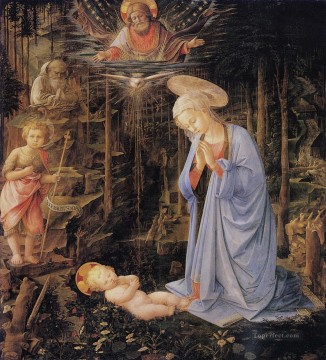  Bernardo Pintura Art%C3%ADstica - La adoración con el niño Bautista y San Bernardo Christian Filippino Lippi